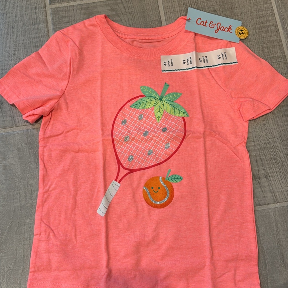 Cat & Jack Coral Tennis Graphic Tee